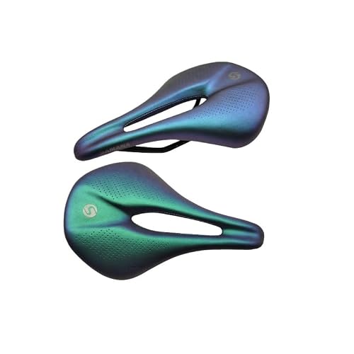 VFdthR Bike Seat Full Carbon Fiber Bicycle MTB Road Bike Saddles Hollow Mountain Saddle Seat Cushion Comfortable Ultra Light 140g(Green 155mm)