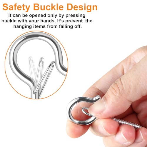 Image of FSAH 12 PCS Q-Hanger Hooks with Safety Buckle, Windproof Screw Hooks