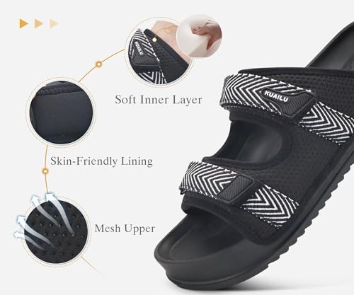 Image of KuaiLu Mens Casual Sandals with Comfortable Orthopedic Arch Support Summer Beach Walking Shoes Cushion Slides Slip on Indoor Outdoor