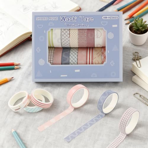 Conjunto de 20 rolos de fita Washi, conjunto de adesivos Washi, adesivos decorativos para artes faça-você-mesmo artesanato suprimentos de diário scrapbook cartão embrulho (estilo 3)