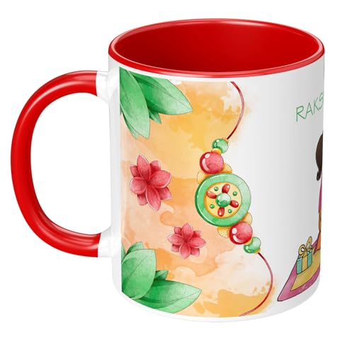Image of Rakhi for Brother Printed Mug with Keychain Best Rakhi Combo Gift for Brother & Sister Rakshabandhan Return Gifts for Sister White 350ml Coffee Mug(Pack of 5)(Combo Set)(RMCKRCG610)