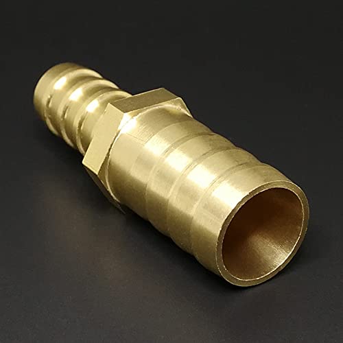 1PC Brass Straight Hose Pipe Fitting Equal Barb Reducing Joint 4/6/8/10/12/14/19/25mm Gas Copper Barbed Coupler Connector Adapter (Color : 1PC, Size : 14mm-16mm)