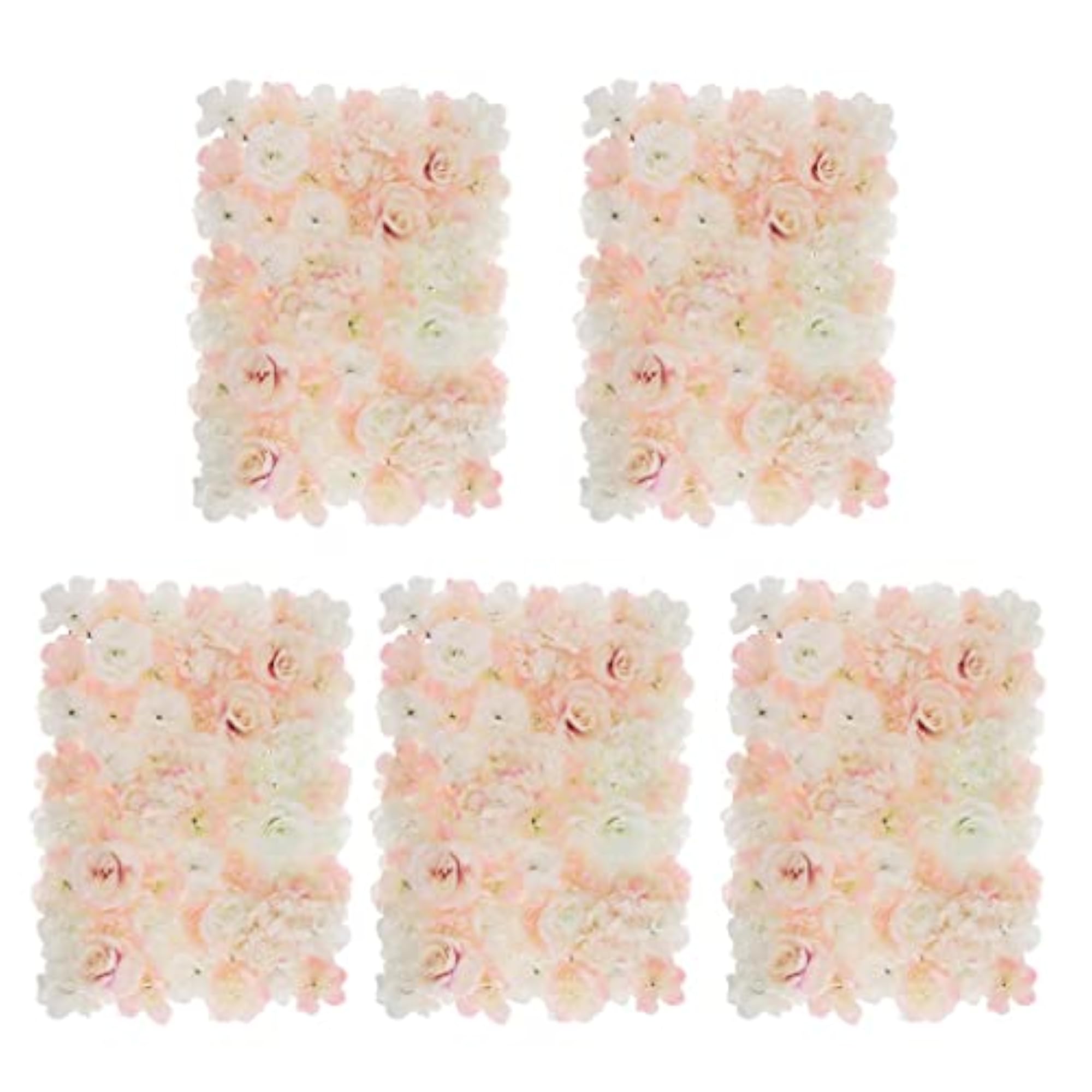 5 Pieces Silk Rose Hydrangea Flower Wall Panels for Venue Decor