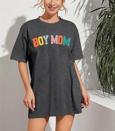 Oversized Mama Tshirt Women Boy Mom Shirt Mom Lift T-Shirt Gift for Mom Glitter Patch Shirt Causal Crew Neck Tops3