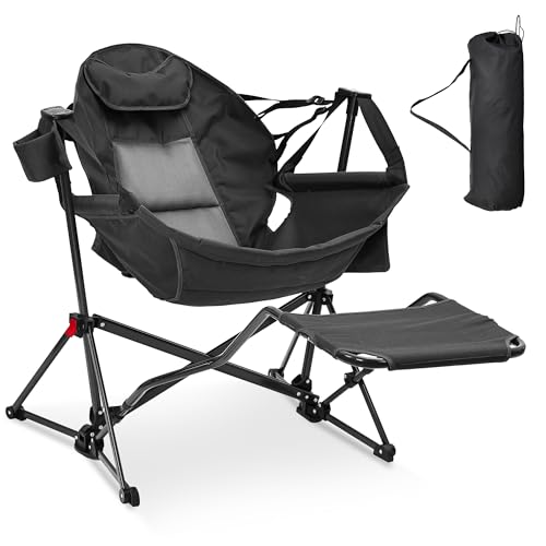 Ainfox Hammock Camping Chair with Footrest, Foldable Portable Rocking Chairs for Adults Outside...