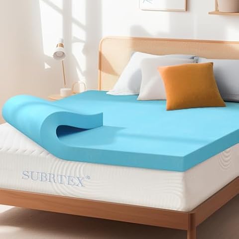 subrtex 3 Inch Mattress Topper Full Size for Pressure Relief, Gel Infused Pad, Memory Foam Bed Topper CertiPUR-US Certified, 54x75 Inches, Blue