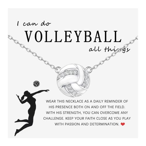 Sport Ball Pendant Necklace for Women - 925 Sterling Silver Softball/Volleyball/Soccer/Basketball/Tennis Sports Ball Jewelry Accessories Team Coach Gifts for Fans