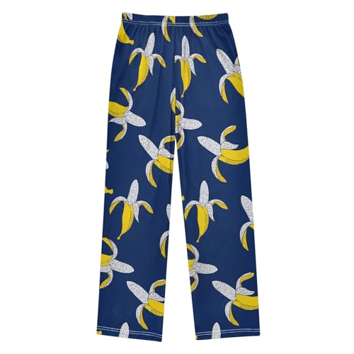 Hand Drawn Banana Pattern Cute Pajama Pants, Soft Sleepwear Lounge Pants Pajama Pj Bottoms for 6-14 Years2
