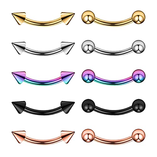 Sharplace Lot de 10 Piercing Labret Nez Sourcil Lèvre Oreille Tragus Balles & Pointe Acier...