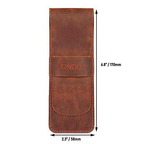 Image of Londo Genuine Leather Pen and Pencil Case with Tuck in Flap, Stationery Bag