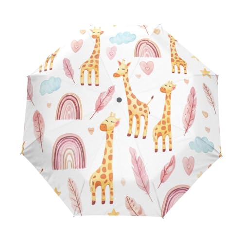 Parapluie blanc mignon girafes GAIREG pliable et automatique taille unique pour sac