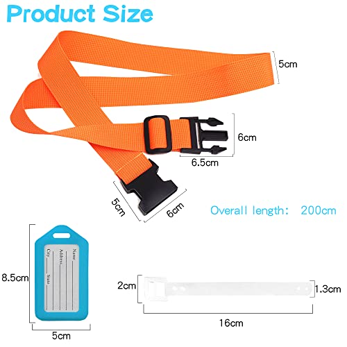 YORFULL Koffergurt 4 Stück, Kofferband Auffällig mit 2 Etiketten, Verstellbare Kofferband Gurt, Sicheres Gürtel-Zubehör-Set für Reisetasche, Mehrfarbige Luggage Strap, 180 cm Länge