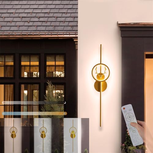 Applique murale LED dimmable IP65 120cm couleur or avec télécommande pour terrasse