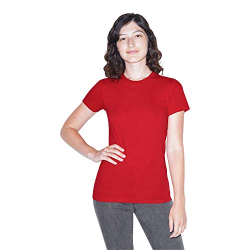 American Apparel Women's Fine Jersey Fitted Short Sleeve T-Shirt, Red, Medium