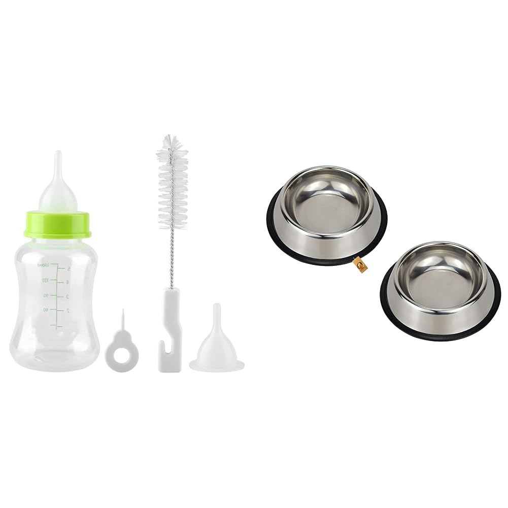 Foodie Puppies 150ml Plastic Pet Care Feeding Bottle with Nipple and Cleaning Brush & Stainless Steel Bowl(700ml), Medium(Pack of 2) (B0CDDDX5TY) Amazon Price History, Amazon Price Tracker