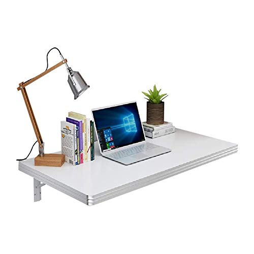 WADRBSW 木製コンピューター テーブル 折りたたみ 壁掛け バー テーブル デスク イートイン キッチン用 ホワイト スチール ブラケット、ワンカラー - 120 x 40cm 幸せを追求する
