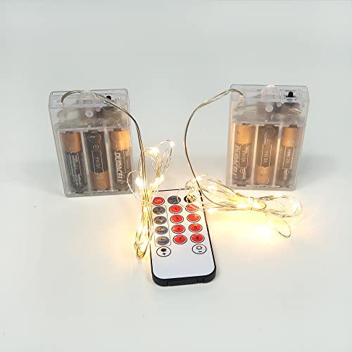 Besuerte LED String Lights with Remote, 20 Micro LEDs in 4.5 Feet Strands for Mason Jar Sconces or Table Decorations (Set of 2 LED String Lights with one Remote)