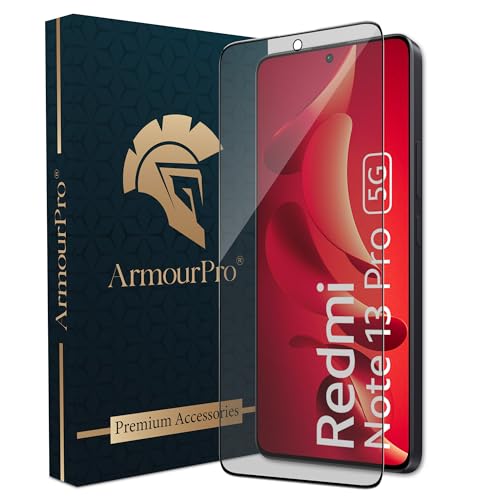 Image of ArmourPro Military Grade Matte Anti-Glare Tempered Glass Screen Protector for Redmi Note 13 Pro Plus, Note 13 Pro and Poco X6 Neo (6.67 Inch) With Installation Kit | Edge-to-Edge Protector Coverage | Black