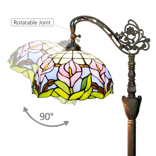 Image of Tiffany Floor Lamp Handcrafted Stained Glass Lamp Calla Lily Adjustable Warm Light Upright Reading Tiffany Style Floor Lamp Suitable For Bedrooms Living Rooms Studies Dining Rooms Retro Home Decoratio