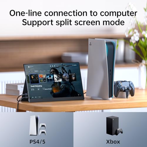 Image of kksmart Portable Monitor 17.3 inch 1080P FHD 100% sRGB 60Hz, Travel Monitor for Laptop MacBook Surface PC Xbox PS5, HDMI Dual USB-C VESA Compatible Built-in Speaker
