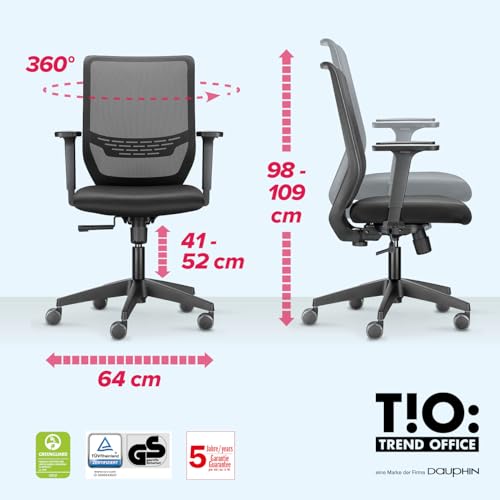 Chaise de bureau ergonomique Trendoffice to-sync one Dauphin noir pour siege de bureau