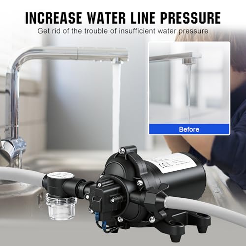 Image of ECO-WORTHY 33-Series Industrial Water Pressure Pump 110V AC 4.0GPM 50PSI RV Fresh Water Diaphragm Pump include Garden Hose Adapters for Irrigation Marine Boat Sprinkler Faucet
