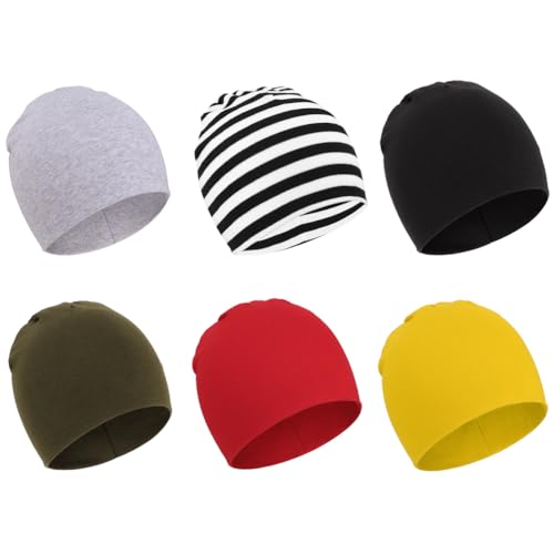Image of DRESHOW BQUBO 6 Pack Baby Hats for Boys Girls Unisex Baby Hat Soft Knit Cap Nursery Beanie for Newborn Infant Toddler Kid