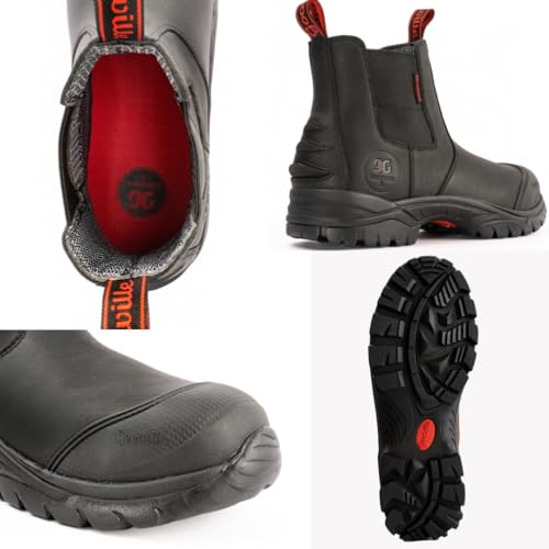 GOODVILLE Work Boots for Men, Waterproof, ASTM F2413 EH-Rated, Men's Composite Toe Chelsea Shoes - Oil and Slip Resistant, Slip-on 6 Inch Safety Boot, Rubber sole, Breathable, Quick Dry Comfortable - Midnight Black3