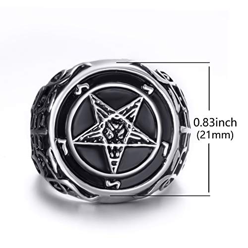 Pentagram Satanic Baphomet Goat Rings Sulfur Leviathan Cross Satan Demon Devil Symbol Men Stainless Steel Ring Size 7-152