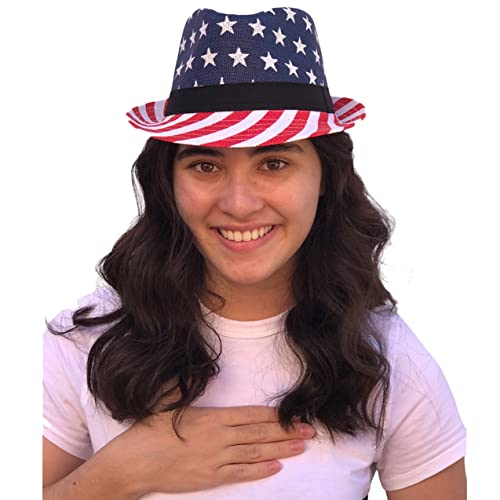 Silverfever Patriotic Fedora Hat W Stripes And Stars American Colors Trilby Hat (Usa Flag) #TOP1
