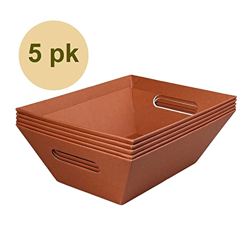 Image of [5 PK] 8x10 inch Brown Baskets for Gifts Empty| Baskets with Handles|Gift, Sympathy, Breakfast, Occasion, Holiday, Montessori| Wine Gift Basket| Gift to Impress-Upper Midland Products