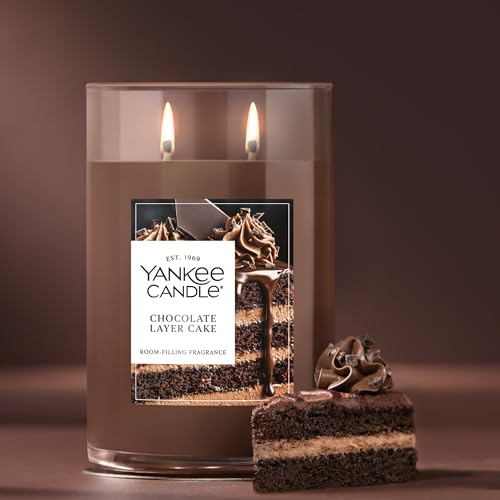 Image of Yankee Candle Large Tumbler Scented Candle with up to 80 Hour Burn Time, Premium Plant Wax Blend for Consistent Burn, 20 oz Tumbler Candle with Room Filling Fragrance, Chocolate Layer Cake