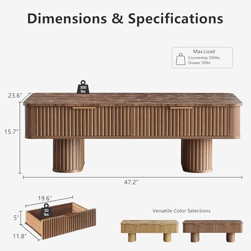 Win2win Fluted Coffee Table with Storage