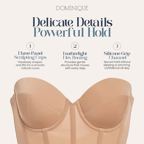 Dominique Brie Backless Strapless Bridal Bra #6380 – Ultra Low Back, Sweetheart Neckline, Smooth Fit – Lingerie for Women2