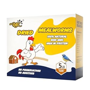 RANZ 5LBS Non-GMO Dried Mealworms for Chickens, High Protein Meal Worms, Premium Chicken Feed, Perfect Bird Food and Chicken Treats, Whole Large Mealworms for Wild Birds, Ducks, Fish