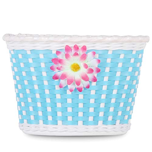 DRBIKE Kids Bike Basket for 12 14 16 inch Toddler Bike, Replacement Girls Bike Basket with Flower, Kids Bike Accessories