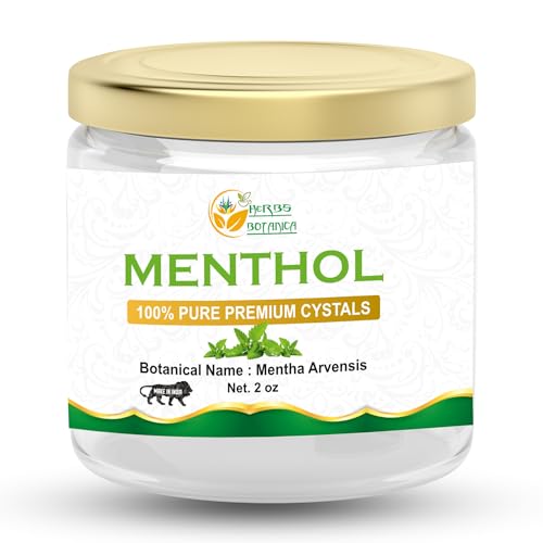 Herbs Botanica Menthol Crystals (Mentha Arvensis) 100% Pure USP Food Grade for Aromatherapy Cold & Congestion Relief Salves Balms Creams Soap Making & Cosmetics 2 oz