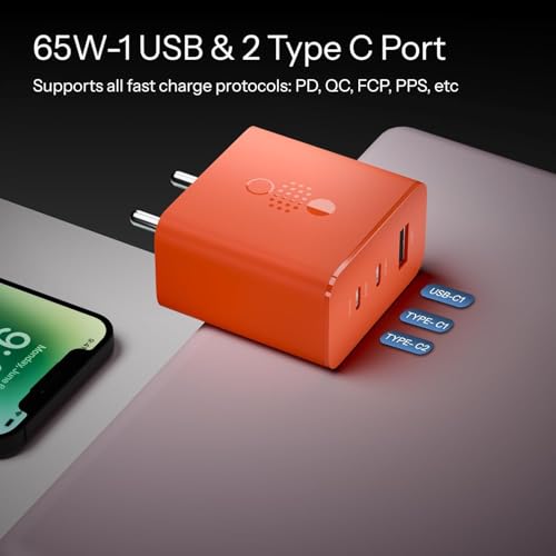 Image of CMF 65W Nothing Gan Trio Charger Adapter | 3 Port USB Type C to A Fast Wall Charging Adaptor Compatible with CMF Phone 1 /CMF Phone 2 Pro /Nothing 3A Pro /3A /Nothing 2A /Samsung Galaxy S24 Ultra