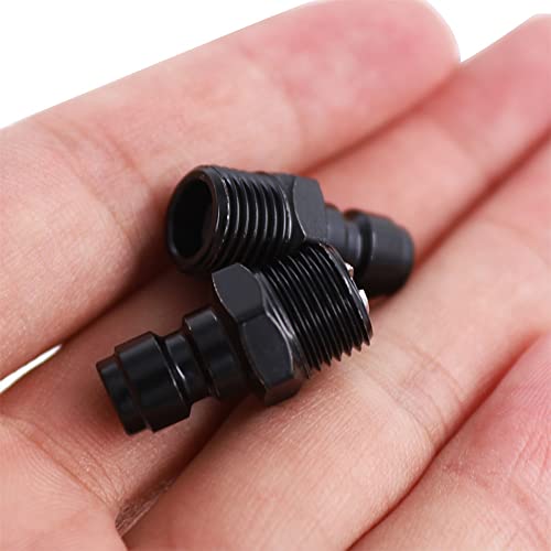 Image of 8mm Quick-Disconnect Plug Adapter, 1 /8 inch NPT Male Thread, Foster PCP Airsoft Adapter Fittings, Black Zinc Plated Copper
