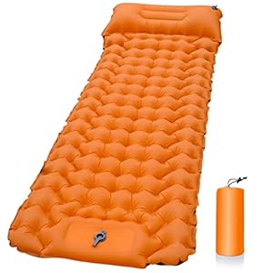 Beach mat Ultralight Camping Air Mattress Sleeping Pad Inflatable Bed Beach Picnic Mat Nylon Camping Tent Air Cushion (Color : Orange) (Orange)