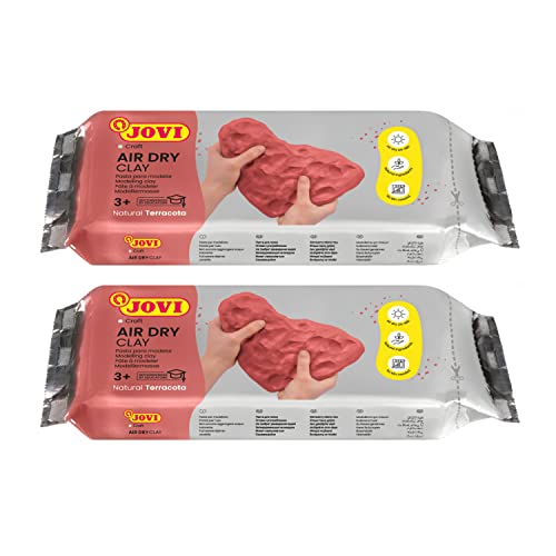 Image of Jovi European Air Dry Modelling Clay Natural Terracotta (Brown) Non-Toxic Clay Pack of 2 250g Each Ideal for for Sculpting Pottery Art & Craft Handicraft Educational Purpose Fine Motor Skills