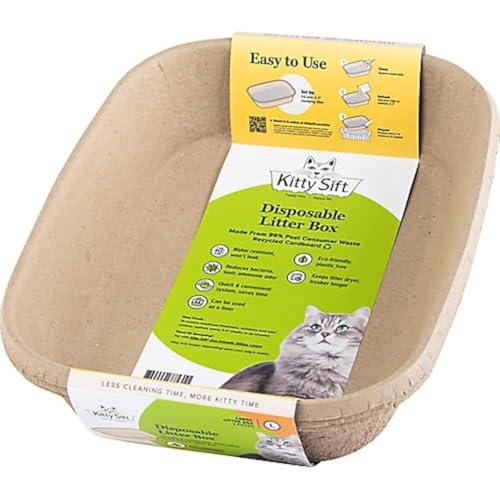 Kitty Sift Disposable Litter Box - Large - 3 Pack for Cat Owners, Cat Lovers with House-Cats, Neutral, Beige