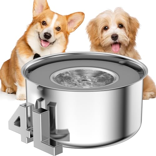 platos-para-perro, Pet Products Oiwliur - tazón de agua para perros, 3.8 l/128 onzas de acero inoxidable de gran capacidad para mascotas con disco flotante, alimentador de agua lenta sin...