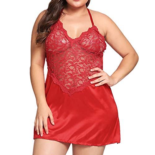 Preisvergleich Produktbild clacce Unterwäsche Kleid Frauen Dessous Babydoll Transparente Nachtwäsche Spitzenkleid G-String Negligee Wäsche Set Mädchen niedlich Rückenfrei Schlafanzüge Nachthemd Set Satin mit Negligee Wäsche