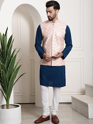 Image of SOJANYA (Since 1958 Men's Cotton Seqence Kurta & Pyjama with Nehrujacket