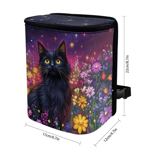 Image of Talayituse Cat Daisy Galaxy Print Car Trash Can with Lid, Leak Proof Auto Trash Bag Hanging Vehicle Garbage Can Multipurpose Storage Container for Back Seat Road Trip