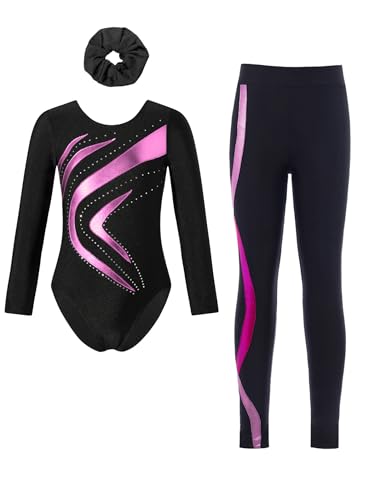 Maillot de patinage artistique fille extensible avec leggings longs Yhong