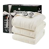 Beautyrest Heated Blanket, Electric Blanket, Soft, Warm, Reversible Plush - Sherpa Heating Blanket with 20 Heat Settings, 1-10 hrs Timer Auto Shut Off, Machine Washable, King (90 inx100 in), Ivory