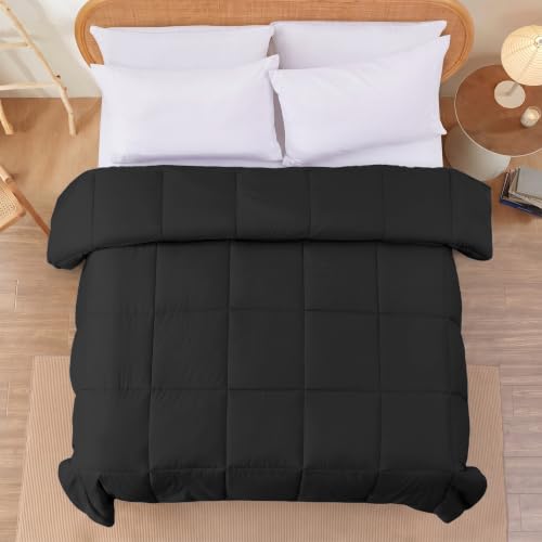 Image of Modern Threads Comforter Duvet Insert, Reversible Quilted Down Alternative Comforter with Corner Tabs, All Season Bedding, Queen, Black