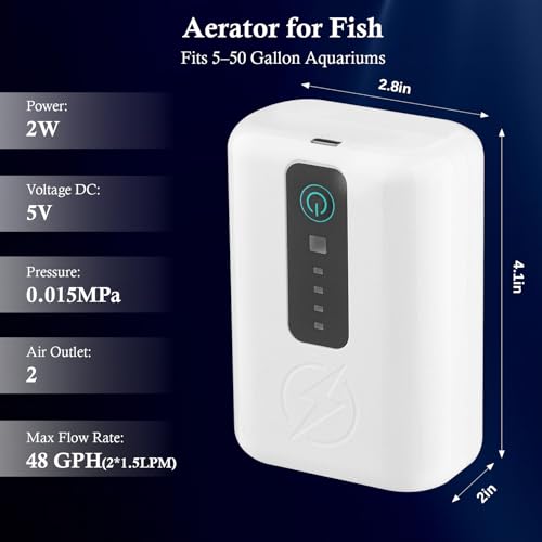 Image of Battery Powered Aquarium Air Pump, Aerator for Bait Bucket 2W 48GPH